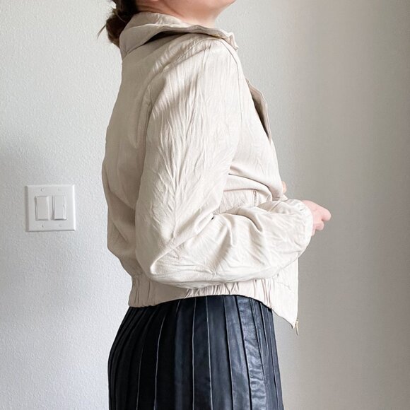 Vintage Express Genuine Leather Moto Jacket – Ivory Cream | Size Small - Picture 8 of 16
